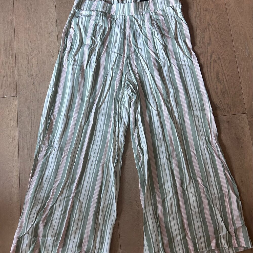 Torrid Green and White Striped Straight Leg Pants
